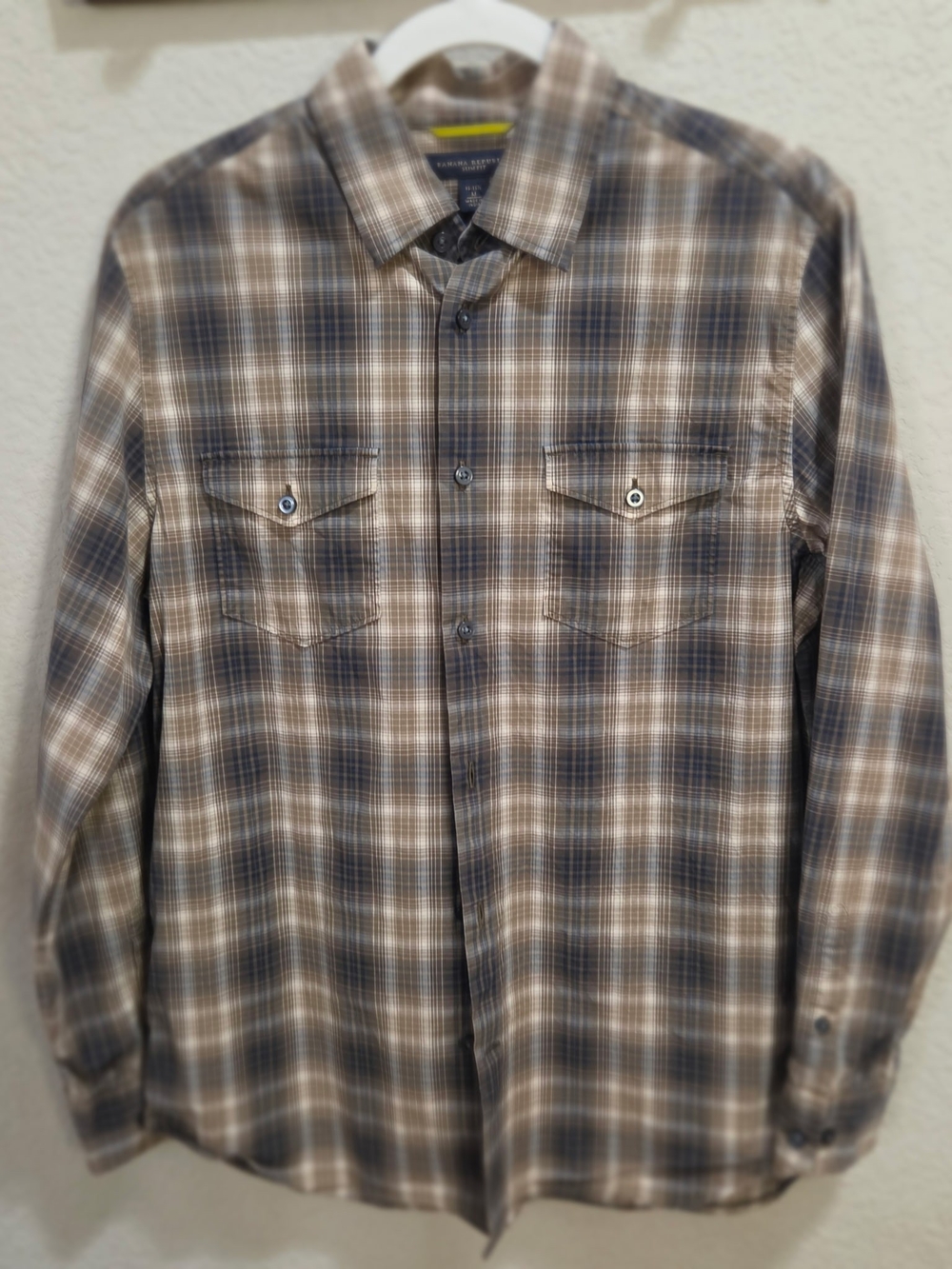 Eddie Bauer Men’s Brown Plaid Button-Up Shirt